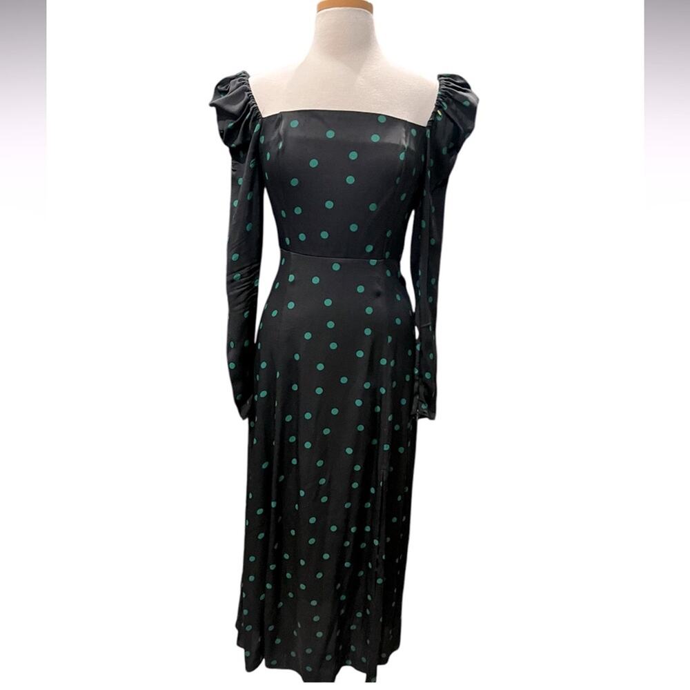 & OTHER STORIES Black fitted polka dot dress Long Sleeve Midi Size 8 - Picture 3 of 12